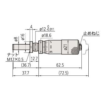 （株）ミツトヨ マイクロメータヘッド MHF マイクロメータヘッド MHF2-1A 110-105-10