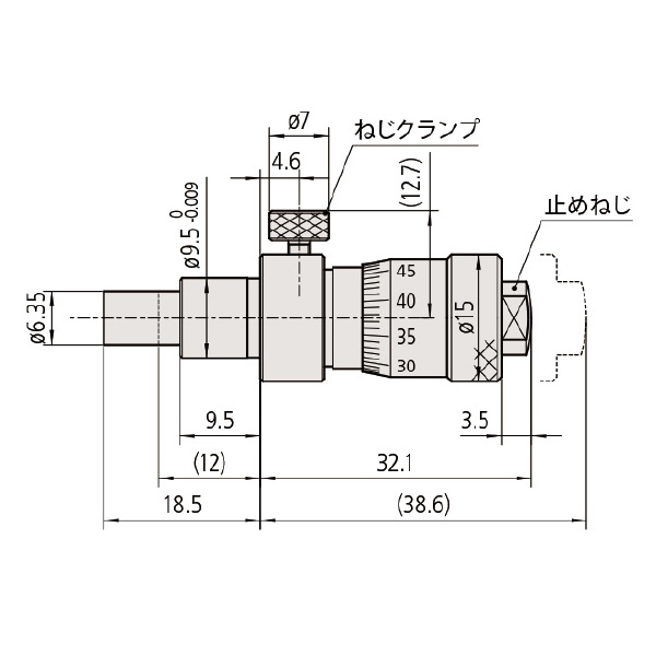 （株）ミツトヨ マイクロメータヘッド MHC マイクロメータヘッド MHC1-6.5CLCA 148-316-10