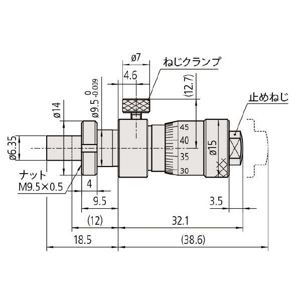 （株）ミツトヨ マイクロメータヘッド MHC マイクロメータヘッド MHC2-6.5CLCA 148-317-10