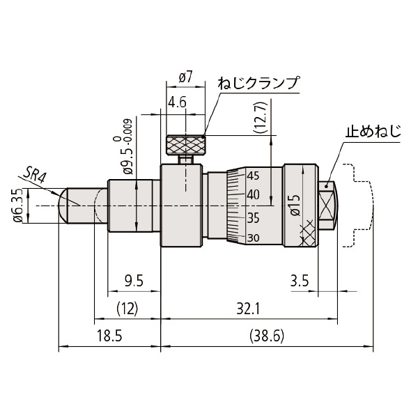 （株）ミツトヨ マイクロメータヘッド MHC マイクロメータヘッド MHC3-6.5CLCA 148-318-10