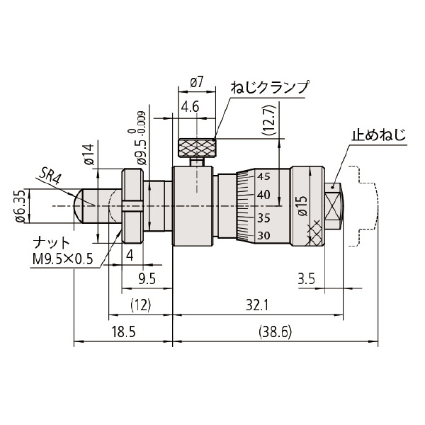 （株）ミツトヨ マイクロメータヘッド MHC マイクロメータヘッド MHC4-6.5CLCA 148-319-10
