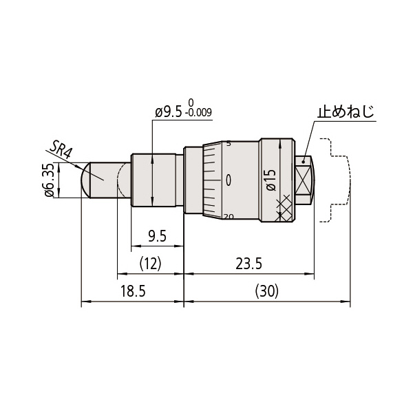 （株）ミツトヨ マイクロメータヘッド MHC マイクロメータヘッド MHC3-6.5CFA 148-322-10