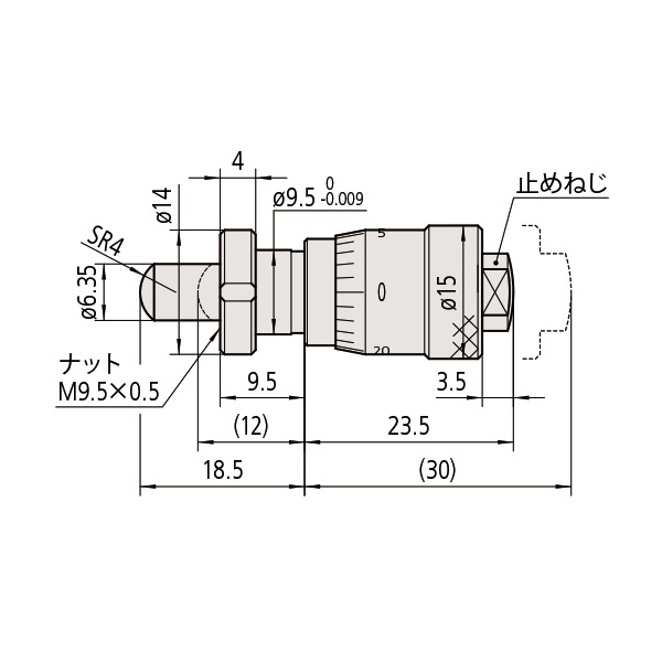 （株）ミツトヨ マイクロメータヘッド MHC マイクロメータヘッド MHC4-6.5CFA 148-323-10
