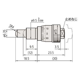 （株）ミツトヨ マイクロメータヘッド MHC マイクロメータヘッド MHC3-6.5CFPA 148-342-10