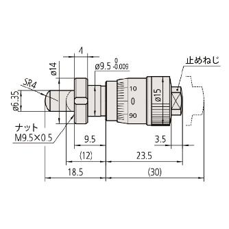 （株）ミツトヨ マイクロメータヘッド MHC マイクロメータヘッド MHC4-6.5CFPA 148-343-10