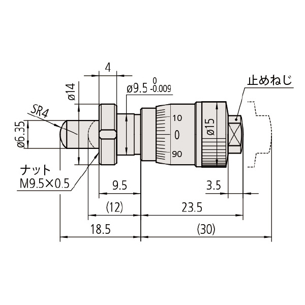 （株）ミツトヨ マイクロメータヘッド MHC マイクロメータヘッド MHC4-6.5CFPA 148-343-10