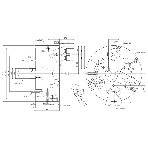 豊和工業（株） ドローダウンチャック(流路付) H011MC ドローダウンチャック（流路付） H011MC8 Z