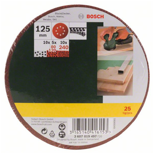 ボッシュ（株） DIY ランダムサンダーペーパーセット １２５ｍｍペーパーセット　２５枚 PR-PEX125M25