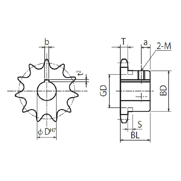 片山チエン（株） ジクアナカンセイスプロケット FBN60B ジクアナカンセイスプロケット FBN60B10D22