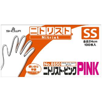 ショーワグローブ（株） ニトリスト・ピンク 100枚入 NO8850 ニトリスト・ピンク　１００枚入　ＳＳ NO8850-SS