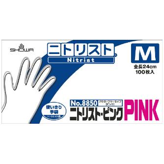 ショーワグローブ（株） ニトリスト・ピンク 100枚入 NO8850 ニトリスト・ピンク　１００枚入　Ｍ NO8850-M