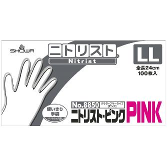 ショーワグローブ（株） ニトリスト・ピンク 100枚入 NO8850 ニトリスト・ピンク　１００枚入　ＬＬ NO8850-LL