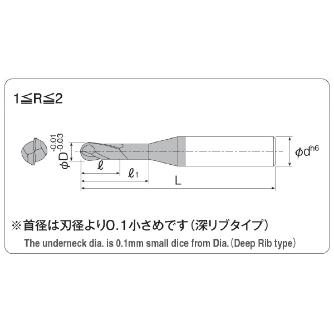 岡﨑精工（株） 超硬ロングボールエンドミル OKコート SBD2LA 超硬ロングボールエンドミル　ＯＫコート SBD2LA 3X1.5R