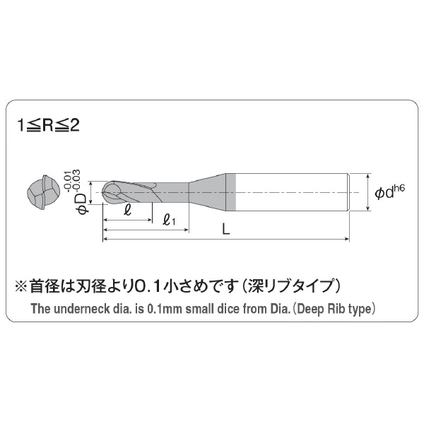岡﨑精工（株） 超硬ロングボールエンドミル OKコート SBD2LA 超硬ロングボールエンドミル　ＯＫコート SBD2LA 4X2.0R