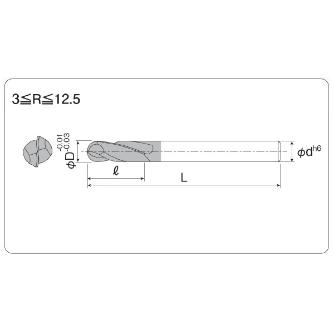 岡﨑精工（株） 超硬ロングボールエンドミル OKコート SBD2LA 超硬ロングボールエンドミル　ＯＫコート SBD2LA 25X12.5R
