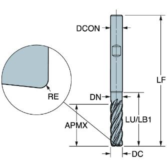 サンドビック（株） CoroMillDuraエンドミル【E】(ラジアス) 1K365 ＣｏｒｏＭｉｌｌＤｕｒａエンドミル【Ｅ】 1K365-1000-200-XD 1730