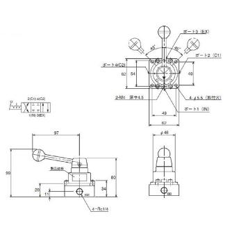 （株）ＴＡＩＹＯ ロータリハンドバルブ MH15 ロータリハンドバルブ MH15-4CN08